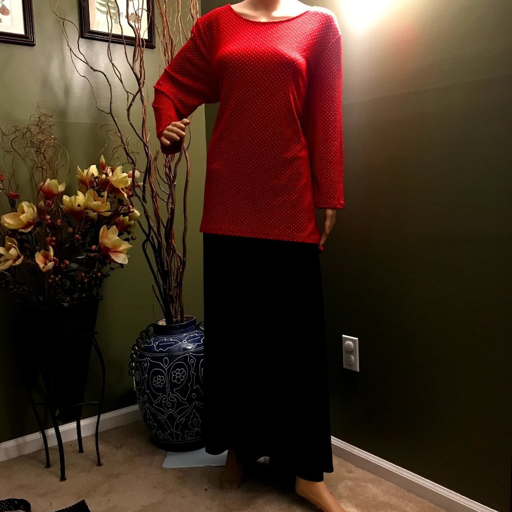 Ruby Rd Classic Red & Metallic Silver Dotted "Sha… - image 1